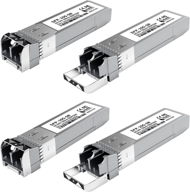 FTTPVIPS 4PCS 10GBase-SR SFP+ Module, Multi-Mode LC Ethernet Transceiver, 10G 850nm MMF up to 400m, Compatible with Cisco SFP-10G-SR, Meraki, Ubiquiti UF-MM-10G, Mikrotik, Netgear, HPE, TP-Link, Aruba and More - Image 1